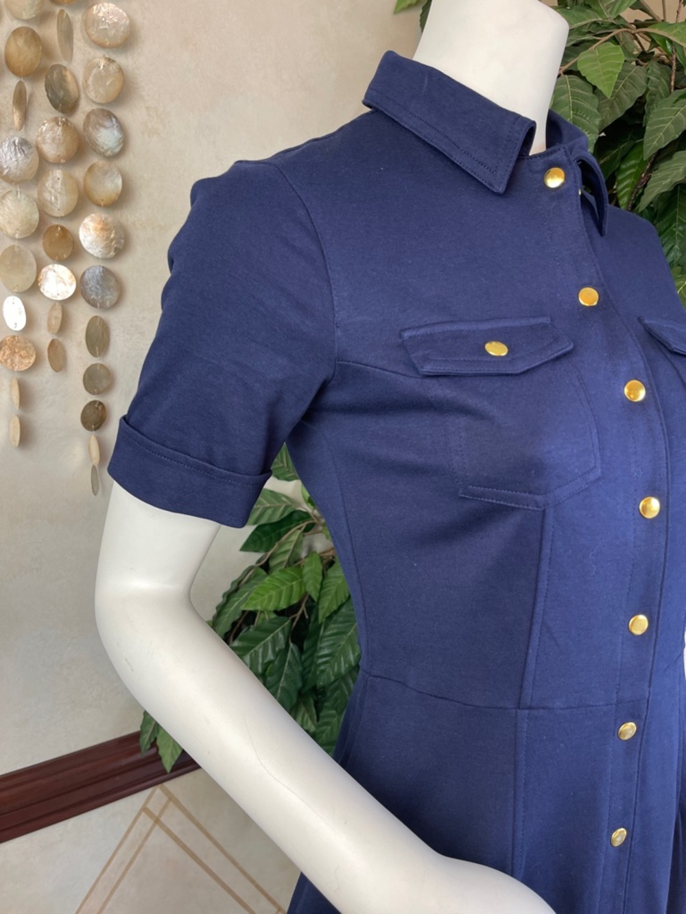 NY&CO NAVY SNAP FRONT SHORT SLEEVE DRESS - Picture 4 of 10